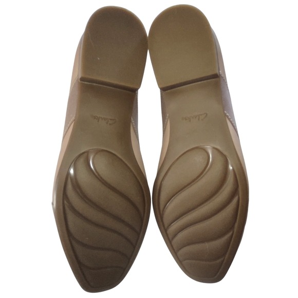 Collection by Clarks Women's‎ Tan/Blush Leather Comfort Slip-On Heel Shoes - Picture 5 of 12